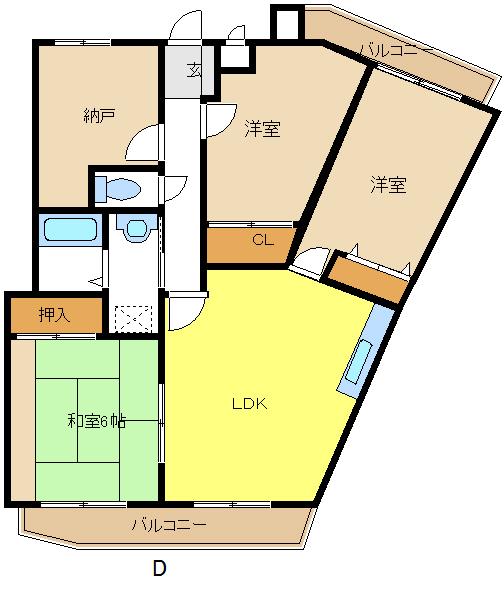 ヴィアーレマルフク南館(3SLDK/2階)の間取り写真