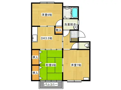 ニュークレルピエス(3DK/1階)の間取り写真