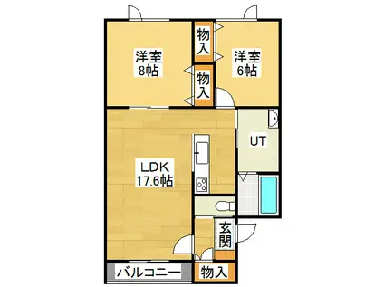 ステラIIN(2LDK/3階)の間取り写真