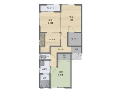 グランパレス本町1号館(3DK/1階)の間取り写真