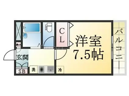 レザミクノキ(1K/1階)の間取り写真