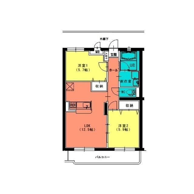 アイリス(2LDK/2階)の間取り写真