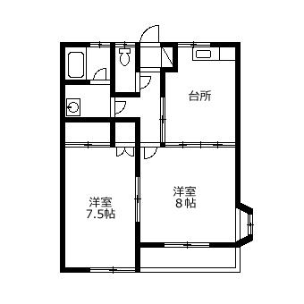 五番街A(2DK/2階)の間取り写真