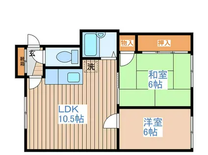 コーポ二上(2LDK/2階)の間取り写真