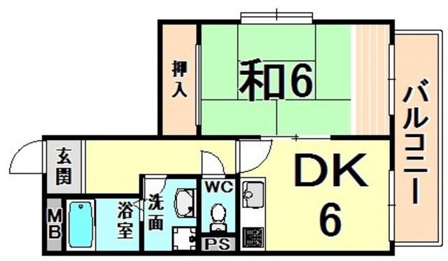 アースマンション(1DK/3階)の間取り写真