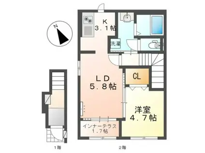 エテルネル8(1LDK/2階)の間取り写真