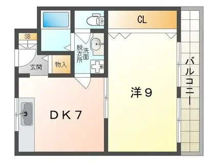 グランドハイツ2号館(1LDK/1階)の間取り写真