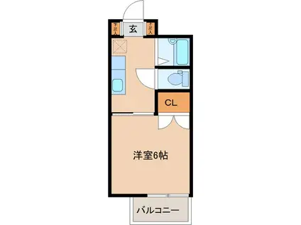 サンパレス向陽II(1K/2階)の間取り写真