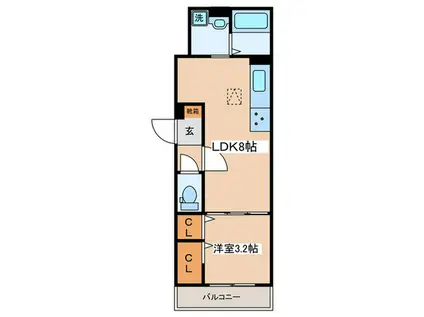 エクシード・ポメロ(1LDK/2階)の間取り写真