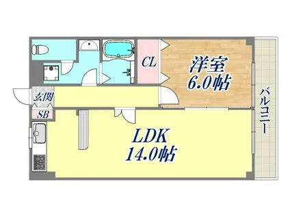 ネオ・グルント芦屋(1LDK/2階)の間取り写真