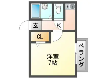 カーサベルデ(1K/3階)の間取り写真