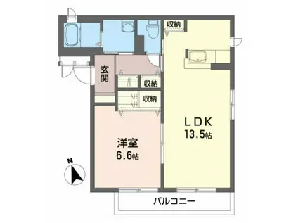 シャローム(1LDK/3階)の間取り写真