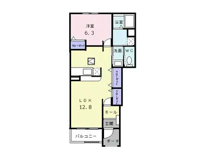 パラッツォリーノヴィオラB(1LDK/1階)の間取り写真