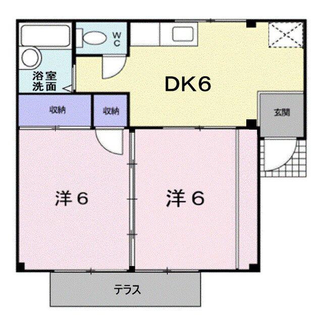 シティハイツ幸A(2DK/1階)の間取り写真