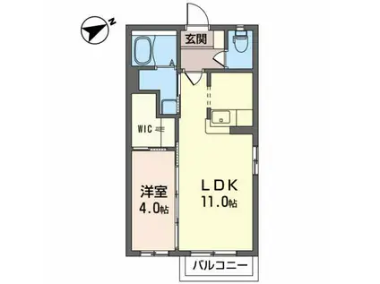 ソレアード(1LDK/1階)の間取り写真