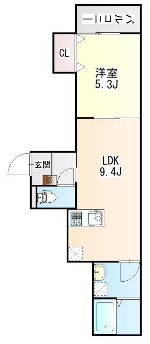 エルネスト(1LDK/2階)の間取り写真