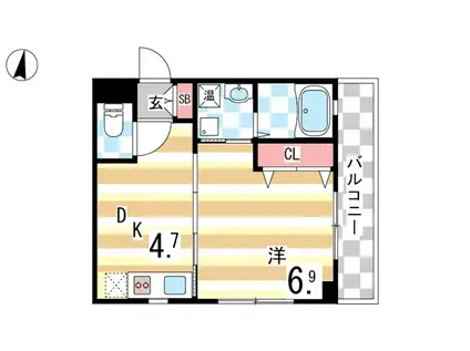 セレブコートII(1DK/1階)の間取り写真