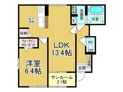 グレースメロウE(1LDK/1階)の間取り写真