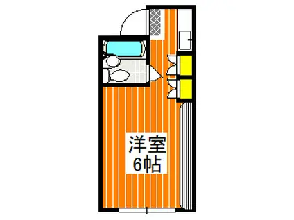 九品寺Kビル(ワンルーム/2階)の間取り写真