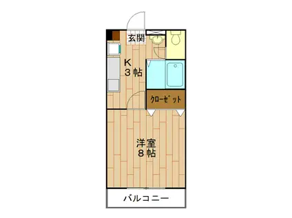 ライフステージマルイチI(1K/1階)の間取り写真