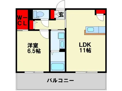 グリーンコート楽II(1LDK/1階)の間取り写真
