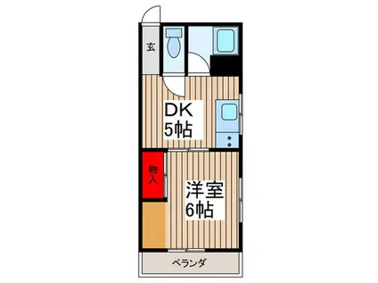 市川新田五丁目(1DK/2階)の間取り写真
