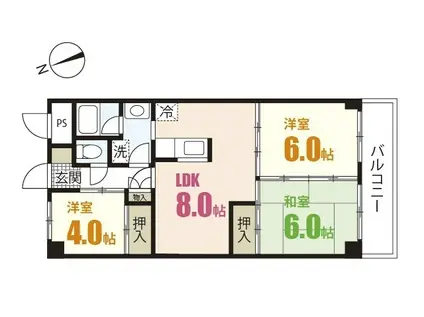 前田ハイツII(3LDK/2階)の間取り写真