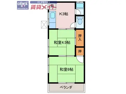 岡電荘(2K/1階)の間取り写真