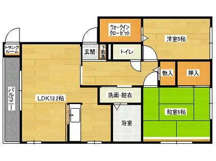 グランシード西原(2LDK/1階)の間取り写真