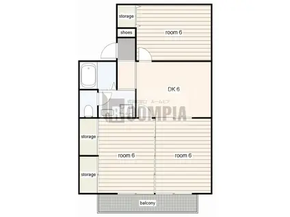 セジュール西垣 B(3DK/1階)の間取り写真