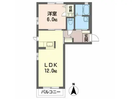 ピュア フラッツ(1LDK/1階)の間取り写真