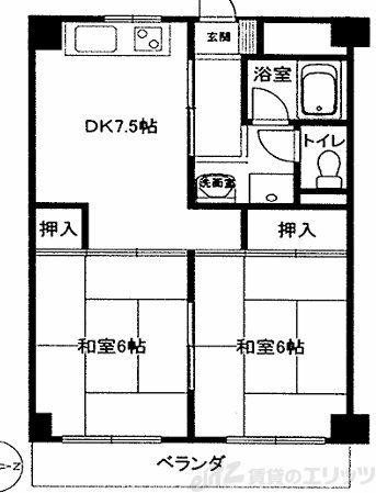 北邑ビル(2DK/5階)の間取り写真