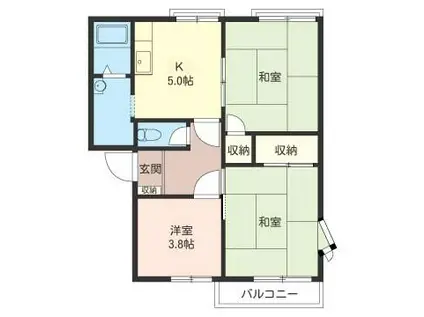 ベル パレスB(3K/2階)の間取り写真