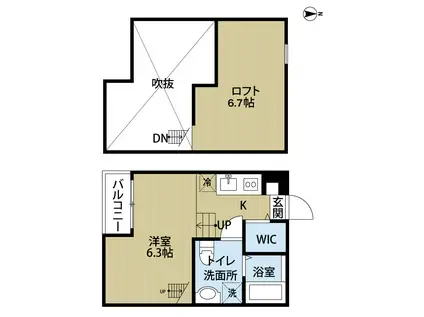 ルマケーエル(ワンルーム/2階)の間取り写真
