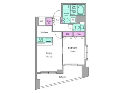 アーバネックス戸越銀座(1LDK/4階)の間取り写真