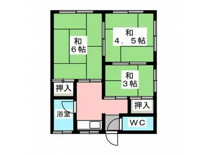 JR芸備線 矢賀駅 徒歩12分 2階建 築46年(3K/2階)の間取り写真