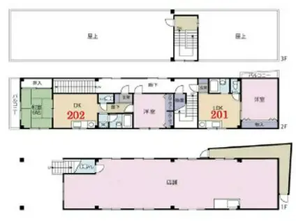 川越エムズビル(1LDK/2階)の間取り写真
