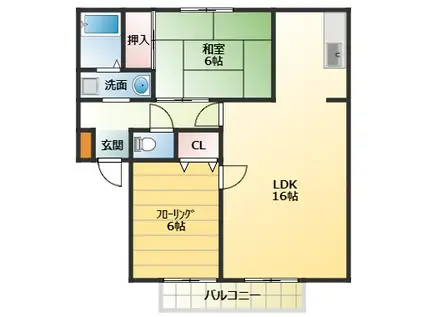 サンガーデンベルフラット(2LDK/2階)の間取り写真