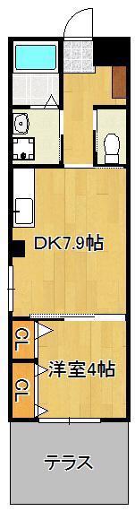 CIEL BLEU B棟(1DK/1階)の間取り写真