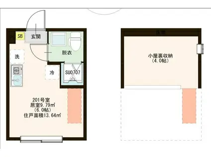 アーバンスカイ六郷(ワンルーム/2階)の間取り写真