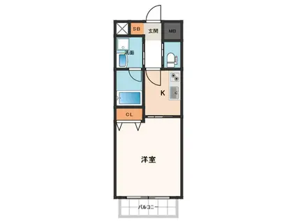 フレンシアノイエ難波南(1K/15階)の間取り写真