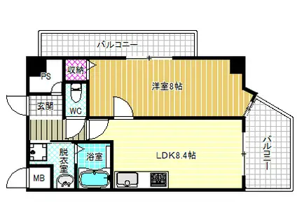 カスタリア新梅田(1LDK/7階)の間取り写真
