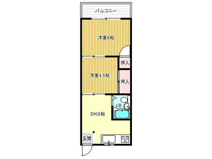 暁21・3番館(2DK/2階)の間取り写真