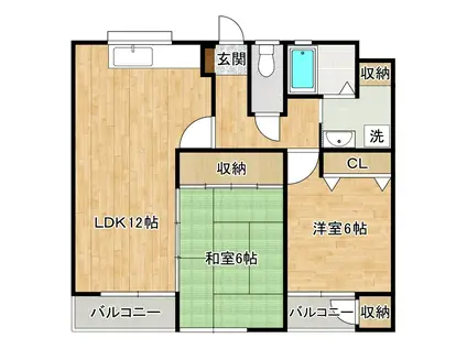 ゴールドハイツ湯川(2LDK/2階)の間取り写真