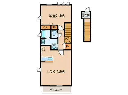 ムーン パレス(1LDK/2階)の間取り写真