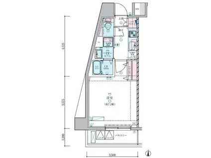 ジェノヴィア蒲田IIIスカイガーデン(1K/5階)の間取り写真