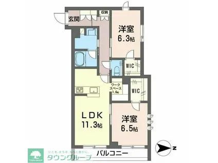 ロングウッドテラス(2LDK/2階)の間取り写真