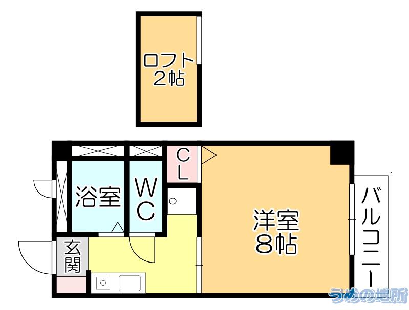 グランベール櫛原(1K/2階)の間取り写真