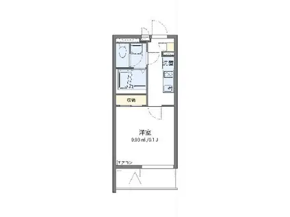 クレイノ栞(1K/3階)の間取り写真