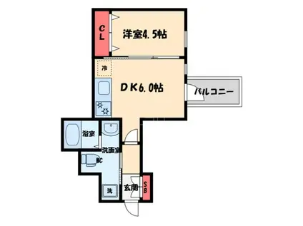 SERENITE本町 ROJI 02(1DK/3階)の間取り写真